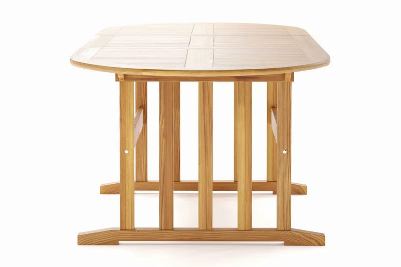 Menorca ovalt uttrekkbart spisebord i tre utendørs 90x150 cm - Teak / natur - Hagemøbler & utemiljø - Hagebord - Spisebord ute