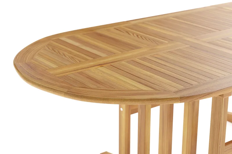 Menorca ovalt uttrekkbart spisebord i tre utendørs 90x150 cm - Teak / natur - Hagemøbler & utemiljø - Hagebord - Spisebord ute