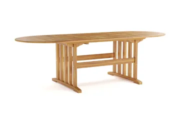 Menorca stort ovalt uttrekkbart spisebord i tre utendørs 100x180 cm - Teak / natur - Hagemøbler & utemiljø - Hagebord - Spisebord ute