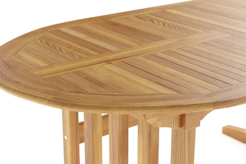 Menorca stort ovalt uttrekkbart spisebord i tre utendørs 100x180 cm - Teak / natur - Hagemøbler & utemiljø - Hagebord - Spisebord ute