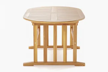 Menorca stort ovalt uttrekkbart spisebord i tre utendørs 100x180 cm - Teak / natur - Hagemøbler & utemiljø - Hagebord - Spisebord ute