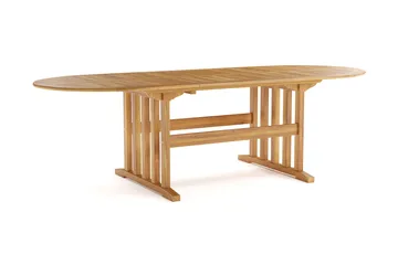 Menorca stort ovalt uttrekkbart spisebord i tre utendørs 100x180 cm - Teak / natur - Hagemøbler & utemiljø - Hagebord - Spisebord ute