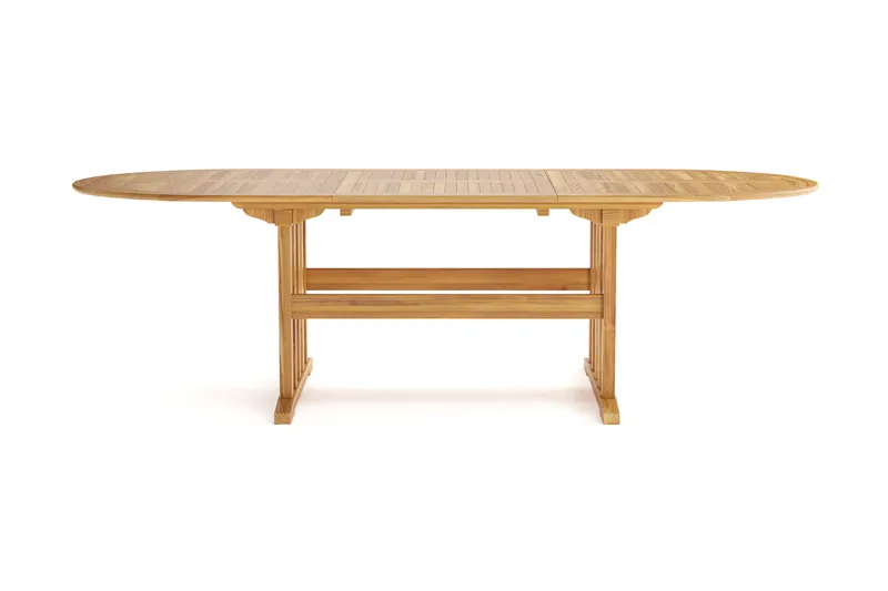 Menorca stort ovalt uttrekkbart spisebord i tre utendørs 100x180 cm - Teak / natur - Hagemøbler & utemiljø - Hagebord - Spisebord ute