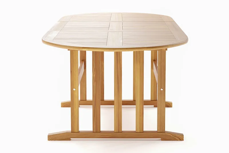 Menorca stort ovalt uttrekkbart spisebord i tre utendørs 100x180 cm - Teak / natur - Hagemøbler & utemiljø - Hagebord - Spisebord ute