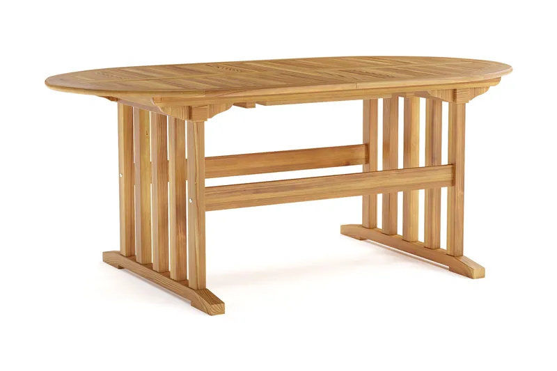 Menorca stort ovalt uttrekkbart spisebord i tre utendørs 100x180 cm - Teak / natur - Hagemøbler & utemiljø - Hagebord - Spisebord ute