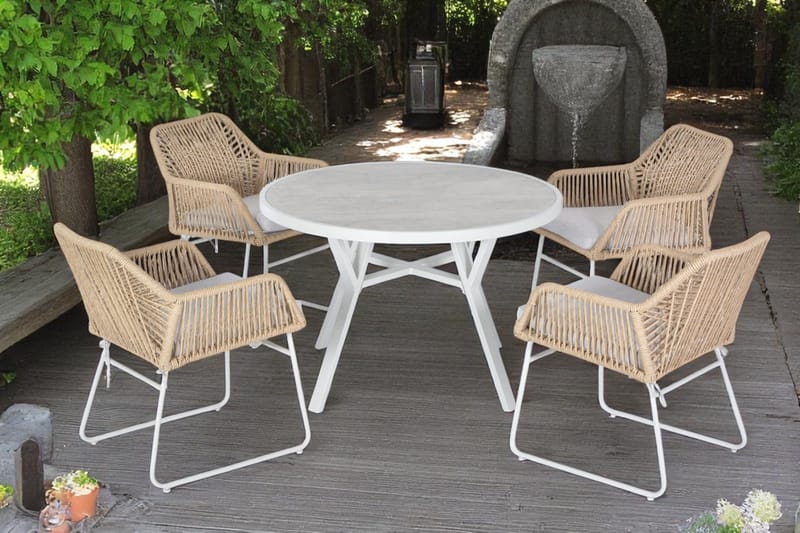 Palermo Utebord Rund Ø110 cm - Grå/Beige - Hagemøbler & utemiljø - Hagebord - Spisebord ute