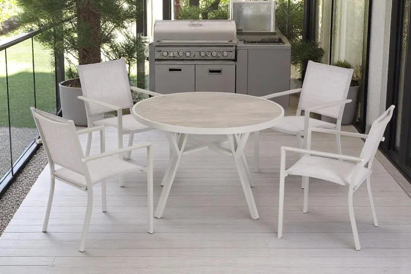 Palermo Utebord Rund Ø130 cm - Grå/Beige - Hagemøbler & utemiljø - Hagebord - Spisebord ute