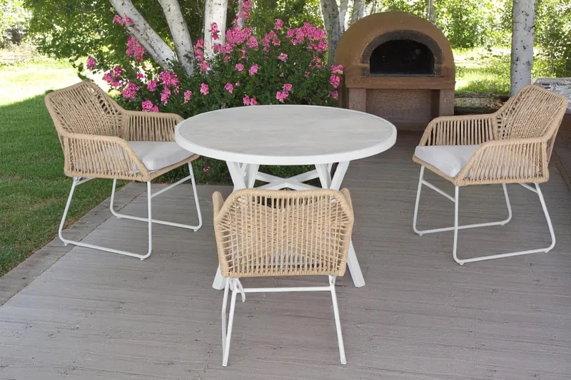 Palermo Utebord Rund Ø130 cm - Grå/Beige - Hagemøbler & utemiljø - Hagebord - Spisebord ute