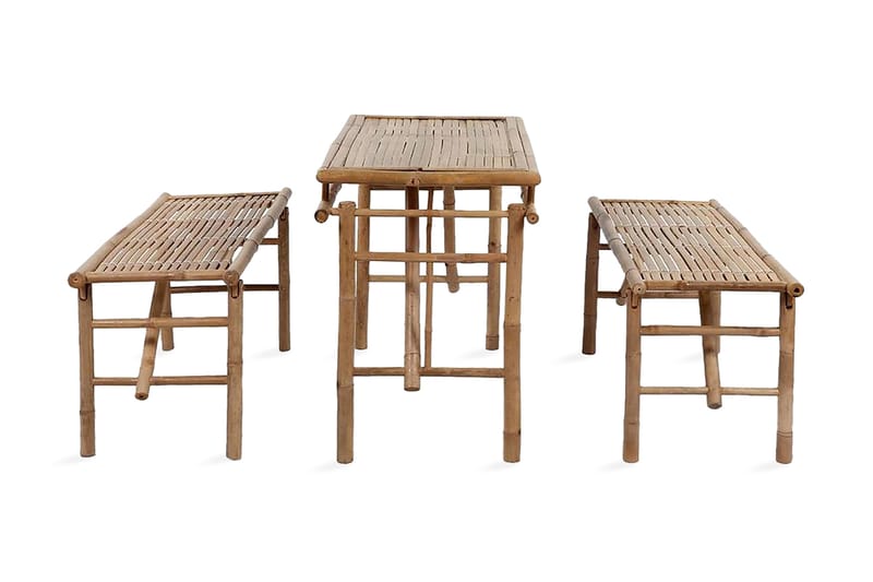 Ølbord med 2 benker 100 cm bambus - Brun - Piknikbord