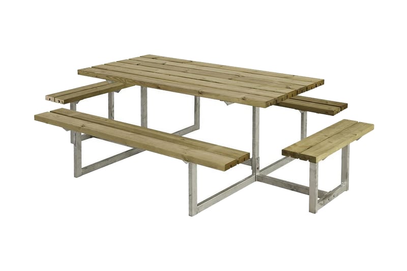 Basic bord- og benkesett komplett med 2 påbygginger - Grå|Beige - Piknikbord