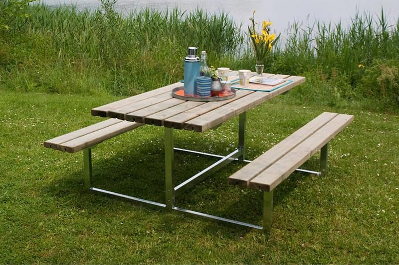 Basic bord- og benkesett lengde 177 cm - Grå|Beige - Piknikbord