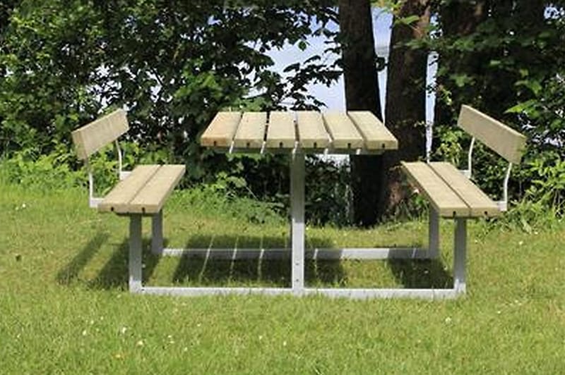 Basic bord- og benkesett med 2 ryggstøtter - Hvit - Piknikbord