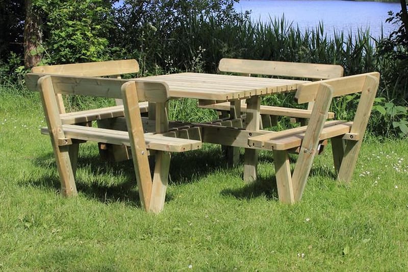 Bord- og benkesett 42 mm firkantet - Naturell - Piknikbord