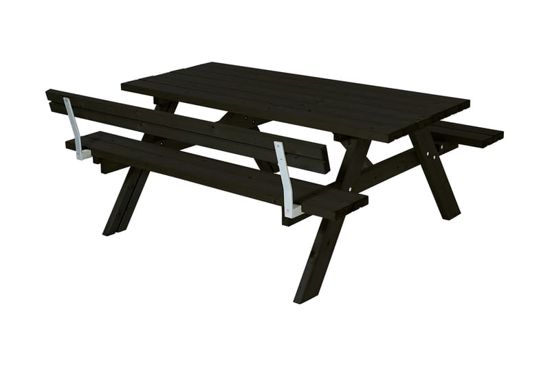 Bord- og benkesett med 1 ryggstøtte - Svart - Piknikbord