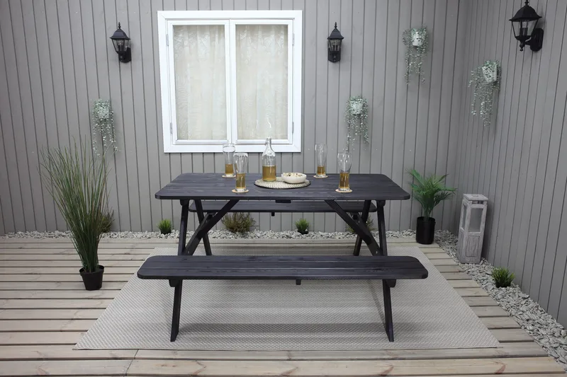 Nancie Piknikbord 158 cm - Kaffesvart - Hagemøbler & utemiljø - Hagebord - Piknikbord