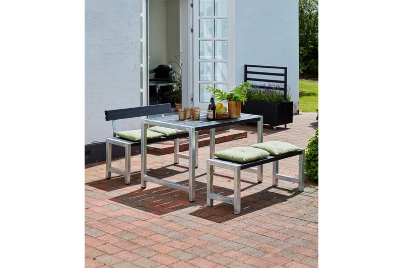 PLUS Cafésett med 1 Ryggstøtte 127 cm - Svart - Hagemøbler & utemiljø - Hagebord - Piknikbord