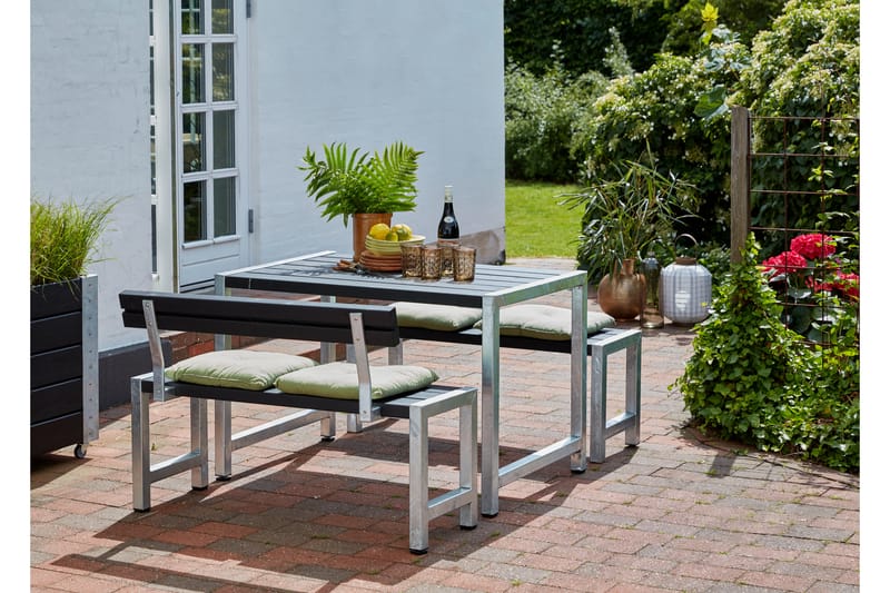 PLUS Cafésett med 1 Ryggstøtte 127 cm - Svart - Hagemøbler & utemiljø - Hagebord - Piknikbord