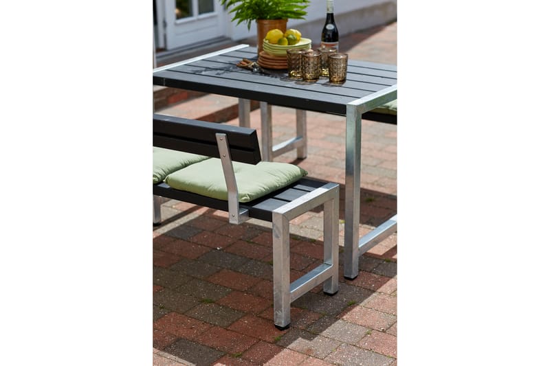 PLUS Cafésett med 1 Ryggstøtte 127 cm - Svart - Hagemøbler & utemiljø - Hagebord - Piknikbord