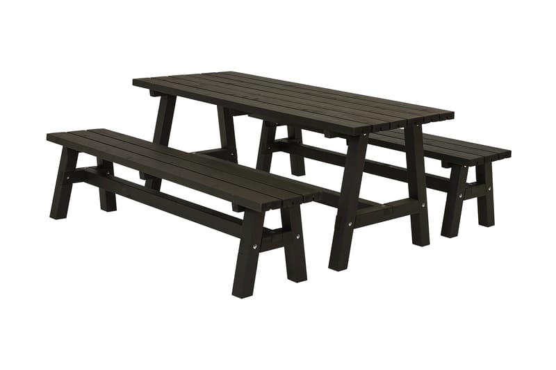 PLUS Country Plankesett 177 cm Bord og 2 Benker, - Svart - Piknikbord