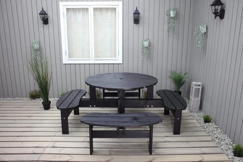Rogolo Piknikbord 199 cm - Kaffesvart - Hagemøbler & utemiljø - Hagebord - Piknikbord