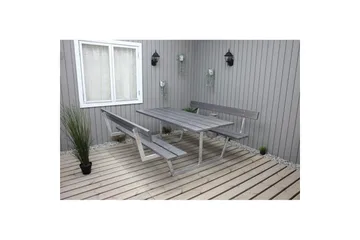 Piknikbord Rustikk Metall Med Ryggstøtte, - Med Ryggstøtte, Grå - Hagemøbler & utemiljø - Hagebord - Piknikbord