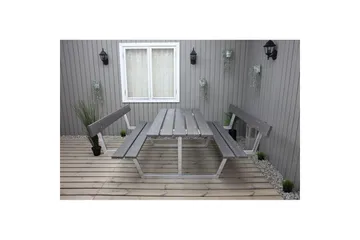 Piknikbord Rustikk Metall Med Ryggstøtte, - Med Ryggstøtte, Grå - Hagemøbler & utemiljø - Hagebord - Piknikbord