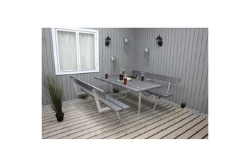 Piknikbord Rustikk Metall Med Ryggstøtte, - Med Ryggstøtte, Grå - Hagemøbler & utemiljø - Hagebord - Piknikbord