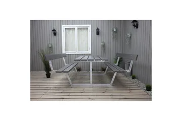 Piknikbord Rustikk Metall Med Ryggstøtte, - Med Ryggstøtte, Grå - Hagemøbler & utemiljø - Hagebord - Piknikbord