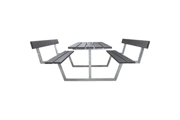 Piknikbord Rustikk Metall Med Ryggstøtte, - Med Ryggstøtte, Grå - Hagemøbler & utemiljø - Hagebord - Piknikbord