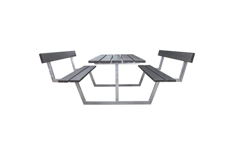 Piknikbord Rustikk Metall Med Ryggstøtte, - Med Ryggstøtte, Grå - Hagemøbler & utemiljø - Hagebord - Piknikbord