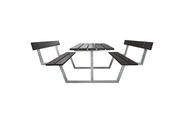 Piknikbord Rustikk Metall Med Ryggstøtte - Med Ryggstøtte, Brun - Hagemøbler & utemiljø - Hagebord - Piknikbord