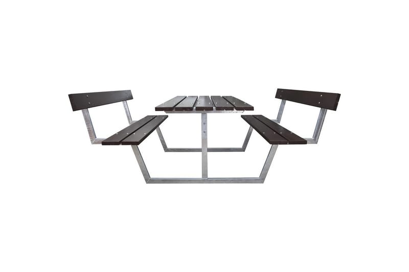 Piknikbord Rustikk Metall Med Ryggstøtte - Med Ryggstøtte, Brun - Hagemøbler & utemiljø - Hagebord - Piknikbord