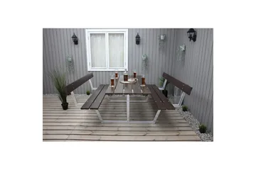 Piknikbord Rustikk Metall Med Ryggstøtte - Med Ryggstøtte, Brun - Hagemøbler & utemiljø - Hagebord - Piknikbord