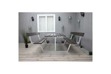 Piknikbord Rustikk Metall Med Ryggstøtte - Med Ryggstøtte, Brun - Hagemøbler & utemiljø - Hagebord - Piknikbord