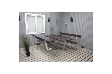 Piknikbord Rustikk Metall Med Ryggstøtte - Med Ryggstøtte, Brun - Hagemøbler & utemiljø - Hagebord - Piknikbord