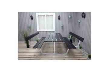 Piknikbord Rustikk Metall Med Ryggstøtte - Med Ryggstøtte, Svart - Hagemøbler & utemiljø - Hagebord - Piknikbord