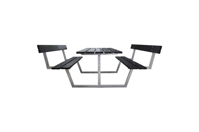 Piknikbord Rustikk Metall Med Ryggstøtte - Med Ryggstøtte, Svart - Hagemøbler & utemiljø - Hagebord - Piknikbord