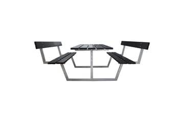 Piknikbord Rustikk Metall Med Ryggstøtte - Med Ryggstøtte, Svart - Hagemøbler & utemiljø - Hagebord - Piknikbord