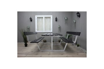 Piknikbord Rustikk Metall Med Ryggstøtte - Med Ryggstøtte, Svart - Hagemøbler & utemiljø - Hagebord - Piknikbord