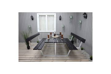 Piknikbord Rustikk Metall Med Ryggstøtte - Med Ryggstøtte, Svart - Hagemøbler & utemiljø - Hagebord - Piknikbord