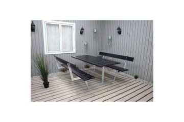 Piknikbord Rustikk Metall Med Ryggstøtte - Med Ryggstøtte, Svart - Hagemøbler & utemiljø - Hagebord - Piknikbord