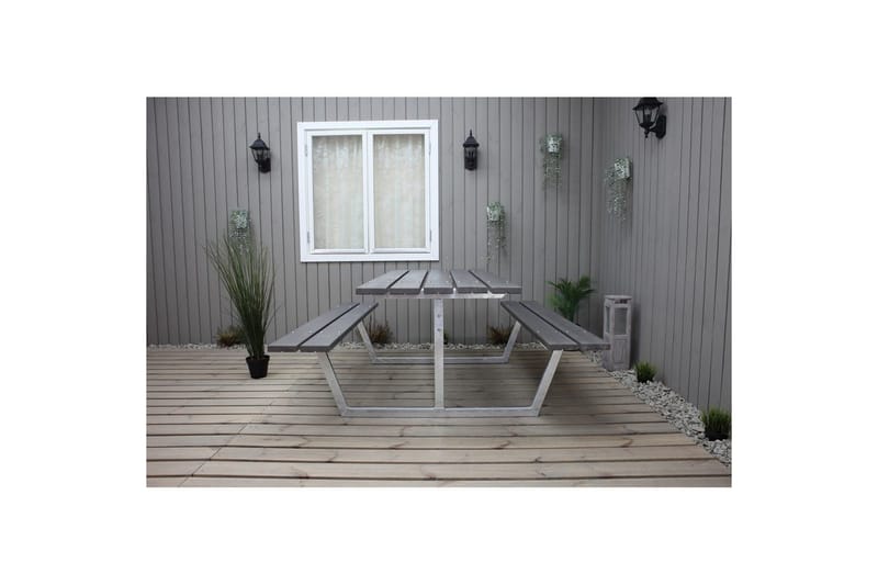 Piknikbord Rustikk Metall Uten Ryggstøtte, - Uten Ryggstøtte, Grå - Hagemøbler & utemiljø - Hagebord - Piknikbord