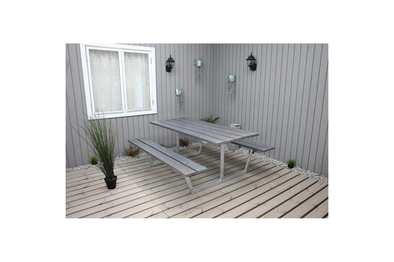 Piknikbord Rustikk Metall Uten Ryggstøtte, - Uten Ryggstøtte, Grå - Hagemøbler & utemiljø - Hagebord - Piknikbord