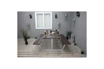 Piknikbord Rustikk Metall Uten Ryggstøtte - Uten Ryggstøtte, Brun - Hagemøbler & utemiljø - Hagebord - Piknikbord