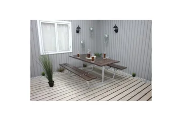 Piknikbord Rustikk Metall Uten Ryggstøtte - Uten Ryggstøtte, Brun - Hagemøbler & utemiljø - Hagebord - Piknikbord