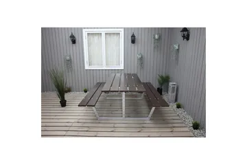 Piknikbord Rustikk Metall Uten Ryggstøtte - Uten Ryggstøtte, Brun - Hagemøbler & utemiljø - Hagebord - Piknikbord