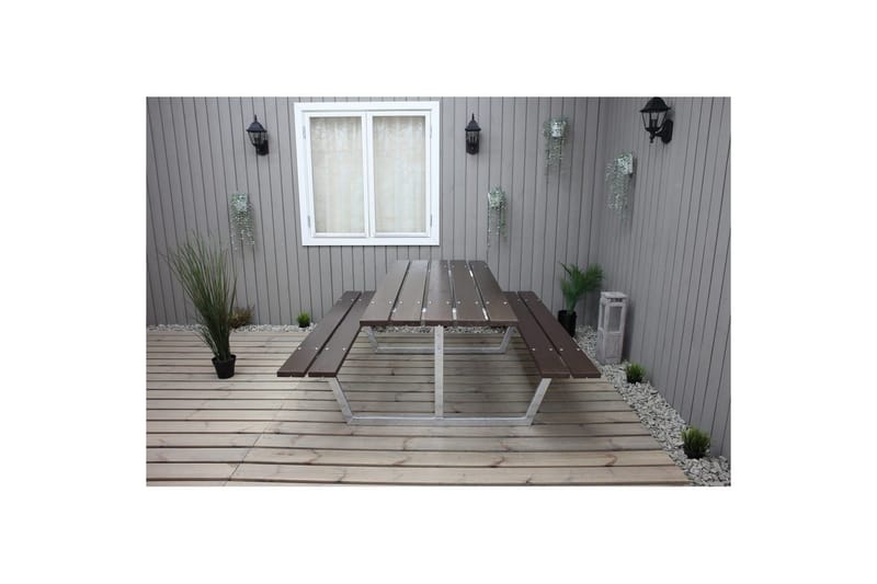 Piknikbord Rustikk Metall Uten Ryggstøtte - Uten Ryggstøtte, Brun - Hagemøbler & utemiljø - Hagebord - Piknikbord