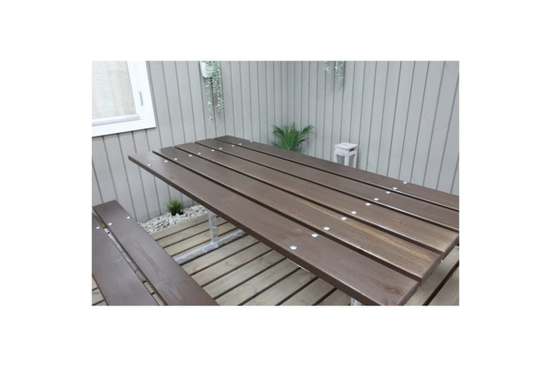 Piknikbord Rustikk Metall Uten Ryggstøtte - Uten Ryggstøtte, Brun - Hagemøbler & utemiljø - Hagebord - Piknikbord