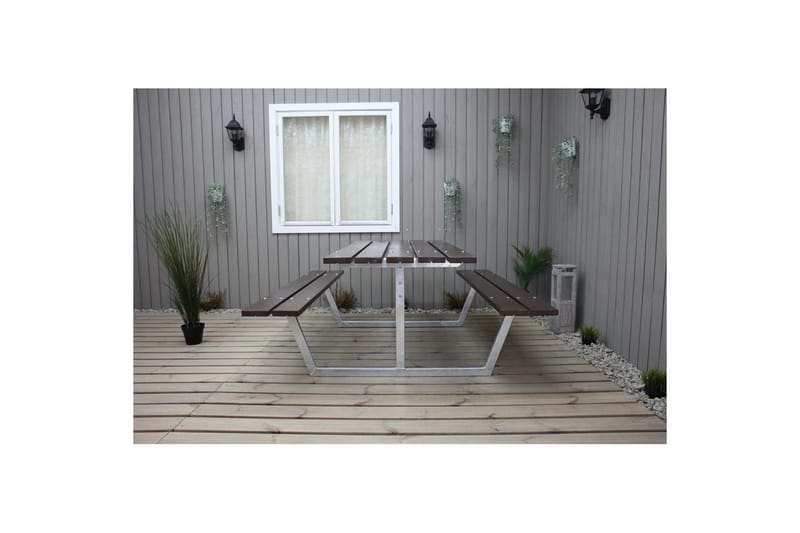 Piknikbord Rustikk Metall Uten Ryggstøtte - Uten Ryggstøtte, Brun - Hagemøbler & utemiljø - Hagebord - Piknikbord