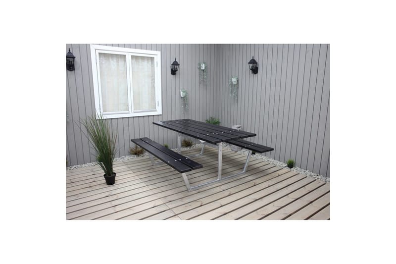Piknikbord Rustikk Metall Uten Ryggstøtte - Uten Ryggstøtte, Svart - Hagemøbler & utemiljø - Hagebord - Piknikbord
